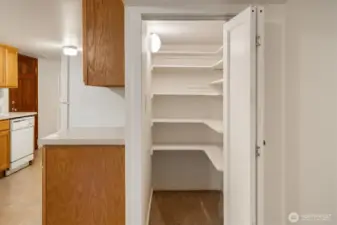 Convenient pantry just off of the kitchen.