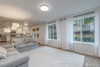 Family room overlooks the back patio