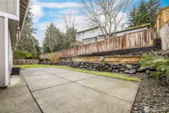 Back patio is the perfect size for outdoor dining and entertaining