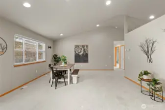 Looking from kitchen back toward dining area