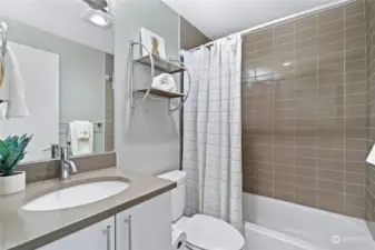 A full bathroom on the ground floor serves the two bedrooms.
