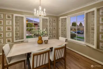 Large dining room with room open to entry, kitchen and hall