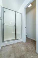 Primary Bath shower with private toilet room