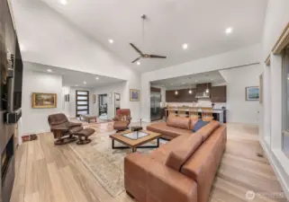Inviting living room with vaulted ceiling