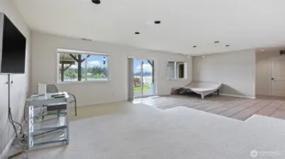 Family room has great lake views. Great place to add additional sleeping areas if needed.