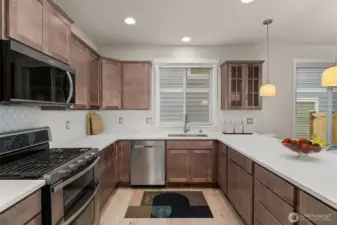 Virtually staged photo of kitchen.