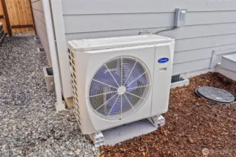 Heat pump providing both heat and cooling for year-round comfort.
