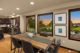 Dining Area with beautiful setting to capture views of the Sound and Olympics.