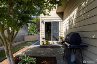Another view of the patio and rear yard off the dining room.