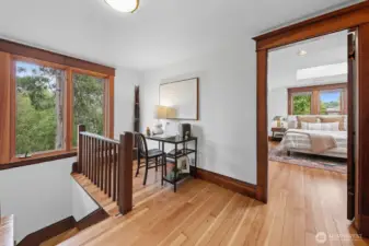 Upstairs landing is light and bright.