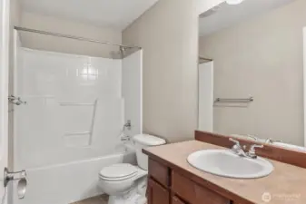Secondary bathroom in the hall way up stairs