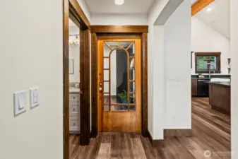 Part of the charm are the unique, repurposed doors throughout the home