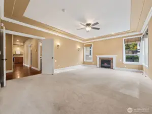 Fireplace in the primary bedroom