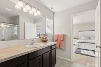 Primary Bathroom  -  Long Vanity & Mirror