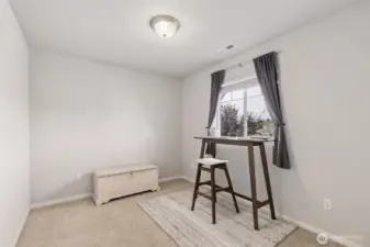 Bedroom 4 - 2nd Level  -  View of Front Yard & Green Space