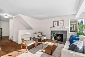 Looking from the dining room to the living room