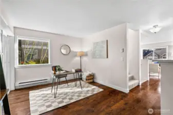 A big open room; a blank slate of a space to make into whatever you've been dreaming of!