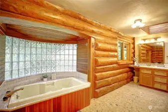 Main floor bathroom with soaking tub.