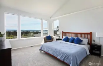 Stunning views from primary bedroom on main level.