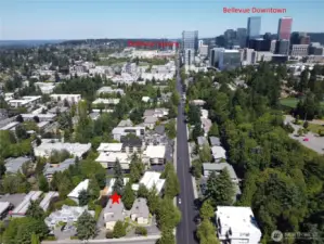 Drone view of downtown Bellevue
