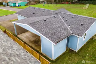 At the back of the carport is a handy storage shed.