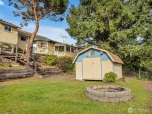Storage shed in the backyard.