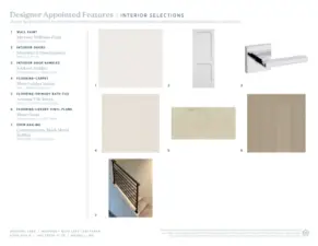 Designer Appointed Features selected for Orchard Lane 9. All materials subject to change based on availability and production variables.