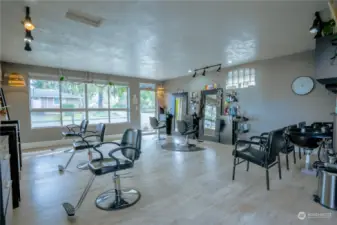 Ample natural lighting in this updated salon!