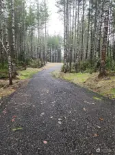 Gentle uphill slope to the top of the driveway.