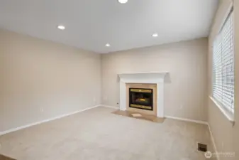 Family room with gas fireplace