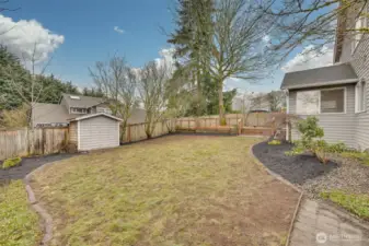 Fully fenced backyard