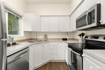 Well appointed kitchen has ample counter space.