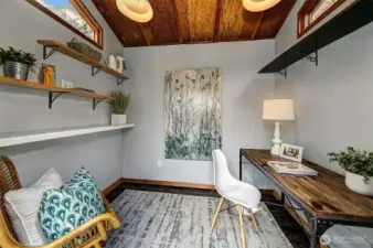 Inside you will find a place to store your gardening tools or convert to an office or workout studio.