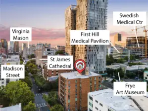 Walk to Frye ArtMuseum, Swedish, Virginia Mason, Harborview and more