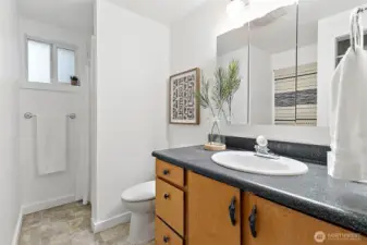 Bathroom with plenty of storage.