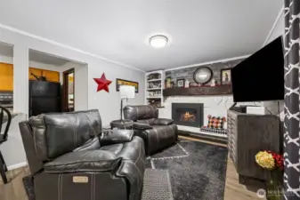 Family room with fire place