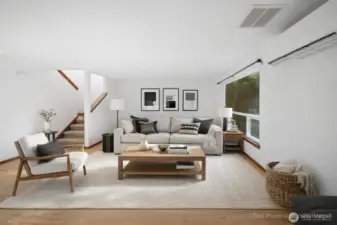 Living room, virtually staged so you can imagine how your furnishings could fit