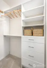 Both bedroom closets have custom built ins installed.
