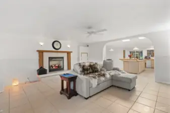 Natural gas fireplace in living room