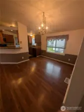 Dining room leading in to the kitchen.