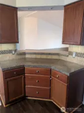 Kitchen looking out into the living and dining rooms.