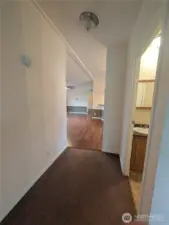 Showing the little hallway between the secondary living room and the main living room