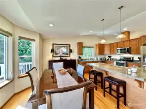 Enjoy entertaining in the dining space, open to the kitchen.