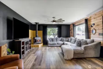 Living area with wood stove