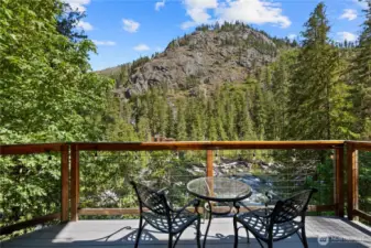 Enjoy thegorgeous views and relaxing sounds of the Icicle River flowing by.