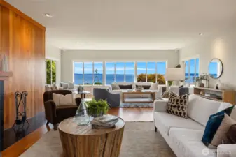 The main living room offers several conversation centers for ease in entertaining.