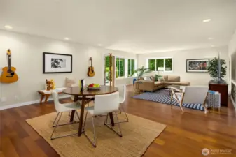The expansive lower level is consists of approximately  1040 SF, features this spacious Media Room; 2nd full kitchen, private bedroom, 3/4 bath and exercise  room and an abundance of storage.