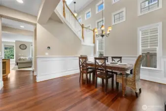 Formal Dining Room with Soaring Vaulted Ceiling