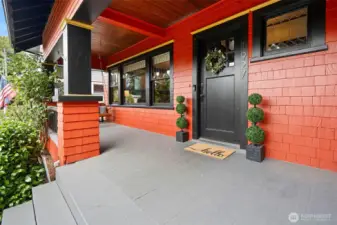 Expansive covered front deck