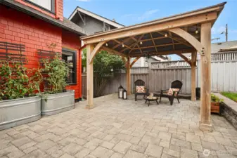 Back patio with pergola